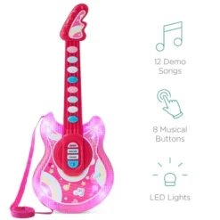 Best Choice Products 19in Kids Flash Guitar, Pretend Play Musical Instrument Toy For Toddlers W/ Mic, Stand - Pink -Children's Toys GUEST 0cd3bda5 209e 4d8e 8372 92be2c59f46b