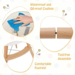 Babyjoy Baby High Chair Wooden Feeding Chair With 4-Gear Tray & Removable Cushion Beige/Grey -Children's Toys GUEST 205ab9ba c3d2 4d91 87e4 e1c694417e2b