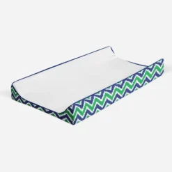 Bacati - MixNMatch Blue/Green White Changing Pad Cover -Children's Toys GUEST 2829db02 a78e 4d69 b07d fab203cc72f1