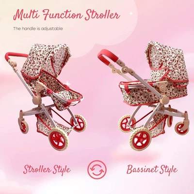 The New York Doll Collection Convertible Combo Baby Doll Stroller Floral 1 The New York Doll Collection Convertible Combo Baby Doll Stroller Floral