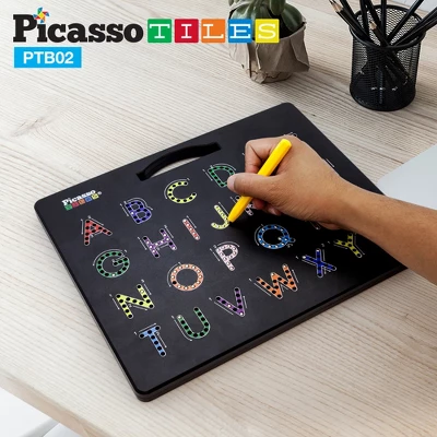 PicassoTiles® Double-Sided Magnetic Drawing Board, 12" X 10", Letters & Numbers 2 PicassoTiles® Double-Sided Magnetic Drawing Board, 12" X 10", Letters & Numbers - Image 2