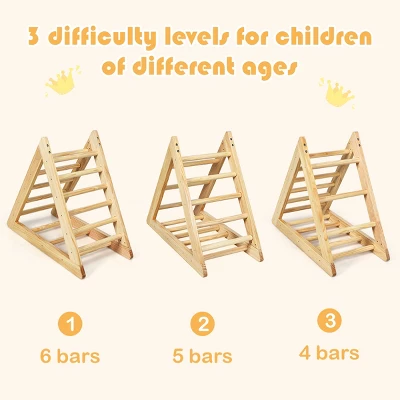 Costway Wooden Climbing Pikler Triangle With Climbing Ladder For Toddler Step Training 7 Costway Wooden Climbing Pikler Triangle With Climbing Ladder For Toddler Step Training - Image 7
