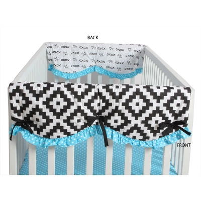 Bacati - Love Black/Turquoise Set Of 2 Small Side Crib Rail Guard Covers 2 Bacati - Love Black/Turquoise Set Of 2 Small Side Crib Rail Guard Covers - Image 2