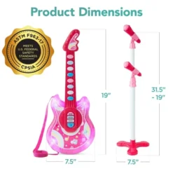 Best Choice Products 19in Kids Flash Guitar, Pretend Play Musical Instrument Toy For Toddlers W/ Mic, Stand - Pink -Children's Toys GUEST ad3d00ec 082a 4ad0 a87c db4d0151cdb9