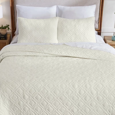 Luxury 100% Cotton Quilt Set, Hand-Quilted, Pre-Softened, Diamond Pattern By California Design Den 6 Luxury 100% Cotton Quilt Set, Hand-Quilted, Pre-Softened, Diamond Pattern By California Design Den - Image 6