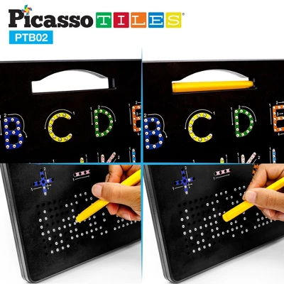 PicassoTiles® Double-Sided Magnetic Drawing Board, 12" X 10", Letters & Numbers 4 PicassoTiles® Double-Sided Magnetic Drawing Board, 12" X 10", Letters & Numbers - Image 4