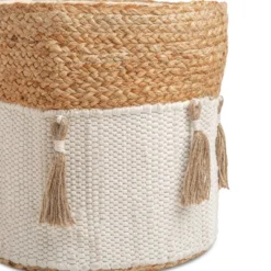 Crane Baby Cotton Canvas Storage Bin - Cotton And Jute Tassel