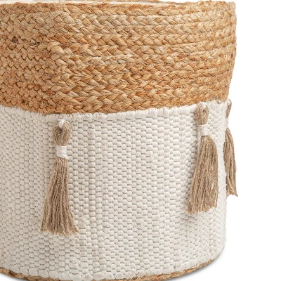 Crane Baby Cotton Canvas Storage Bin - Cotton And Jute Tassel 1 Crane Baby Cotton Canvas Storage Bin - Cotton And Jute Tassel