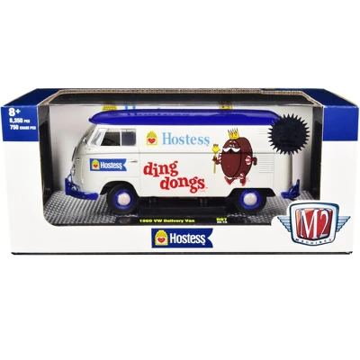 1960 Volkswagen Delivery Van "Hostess Ding Dongs" Wimbledon White W/Blue Top Ltd Ed 1/24 Diecast Model Car By M2 Machines 2 1960 Volkswagen Delivery Van "Hostess Ding Dongs" Wimbledon White W/Blue Top Ltd Ed 1/24 Diecast Model Car By M2 Machines - Image 2