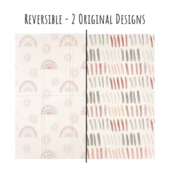 JumpOff Jo - Extra Large Waterproof Foam Padded Play Mat For Babies Play & Tummy Time - 77x70 Sunshine And Rainbows