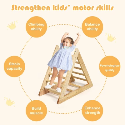 Costway Wooden Climbing Pikler Triangle With Climbing Ladder For Toddler Step Training 4 Costway Wooden Climbing Pikler Triangle With Climbing Ladder For Toddler Step Training - Image 4